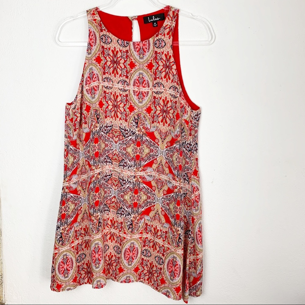 Lulu’s Swing Sleeveless Dress Racerback Red Print